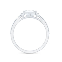 Elegant 1.7 carat cubic zirconia emerald cut engagement ring by Rosec Jewels, featuring a stunning east-west design.