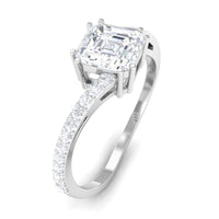 Asscher cut 1.75 CT zircon solitaire bypass engagement ring by Rosec Jewels, featuring a sleek, modern design with intricate band details.