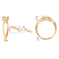 Asscher cut 1.75 CT zircon solitaire bypass engagement ring by Rosec Jewels, showcasing a sleek gold band and sparkling center stone.