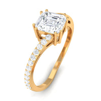 Asscher cut 1.75 CT solitaire zircon bypass engagement ring by Rosec Jewels showcasing a sleek band and sparkling center stone.