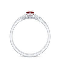 Certified Marquise Ruby Solitaire Wedding Ring Set with Diamond
