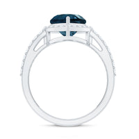 London Blue Topaz Heart Promise Ring with Diamond Halo