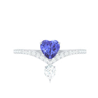 Heart-shaped Tanzanite engagement ring with diamond accents from Rosec Jewels, showcasing the elegant, certified real gemstone design.