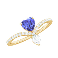 Heart-shaped Tanzanite engagement ring with diamond accents by Rosec Jewels, showcasing a certified real tanzanite gemstone.