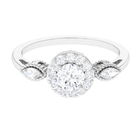 Classic Round Zircon Engagement Ring with Halo