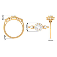 Classic Round Zircon Engagement Ring with Halo