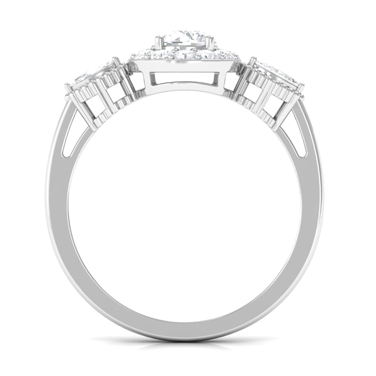 Classic Round Zircon Engagement Ring with Halo