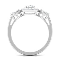 Classic Round Zircon Engagement Ring with Halo