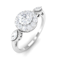 Classic Round Zircon Engagement Ring with Halo
