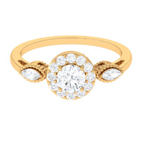 Classic Round Zircon Engagement Ring with Halo