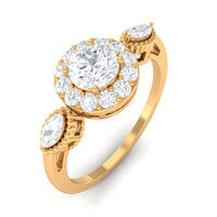 Classic Round Zircon Engagement Ring with Halo