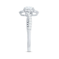 0.9 Carat Round Zircon Flower Engagement Ring in Bypass Shank