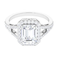 Rosec Jewels 5 CT split shank octagon cut zircon engagement ring showcasing a sparkling central stone and intricate band design