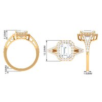 Split shank octagon cut zircon engagement ring featuring a central stone with surrounding accents, crafted by Rosec Jewels.