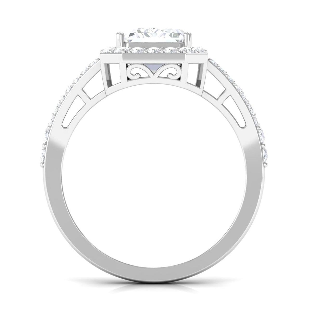 Rosec Jewels 5 CT split shank octagon cut zircon engagement ring with sparkling central stone and intricate band design.
