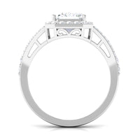 Rosec Jewels 5 CT split shank octagon cut zircon engagement ring with sparkling central stone and intricate band design.
