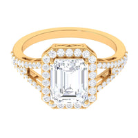 Rosec Jewels 5 CT split shank octagon cut zircon engagement ring with sparkling central stone and elegant band design.