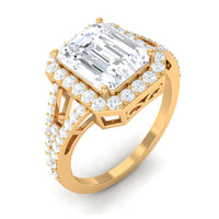 Rosec Jewels 5 CT split shank octagon cut zircon engagement ring with sparkling center stone and intricate band design.