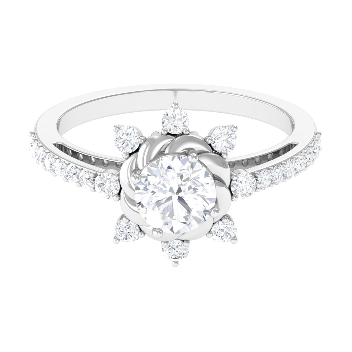 Round cubic zirconia engagement ring by Rosec Jewels featuring a sparkling design and elegant band.