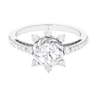Round cubic zirconia engagement ring by Rosec Jewels featuring a sparkling design and elegant band.