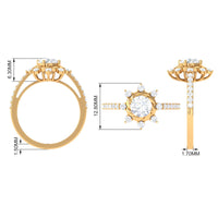 Round cubic zirconia designer engagement ring by Rosec Jewels featuring a sparkling central stone and elegant band design.