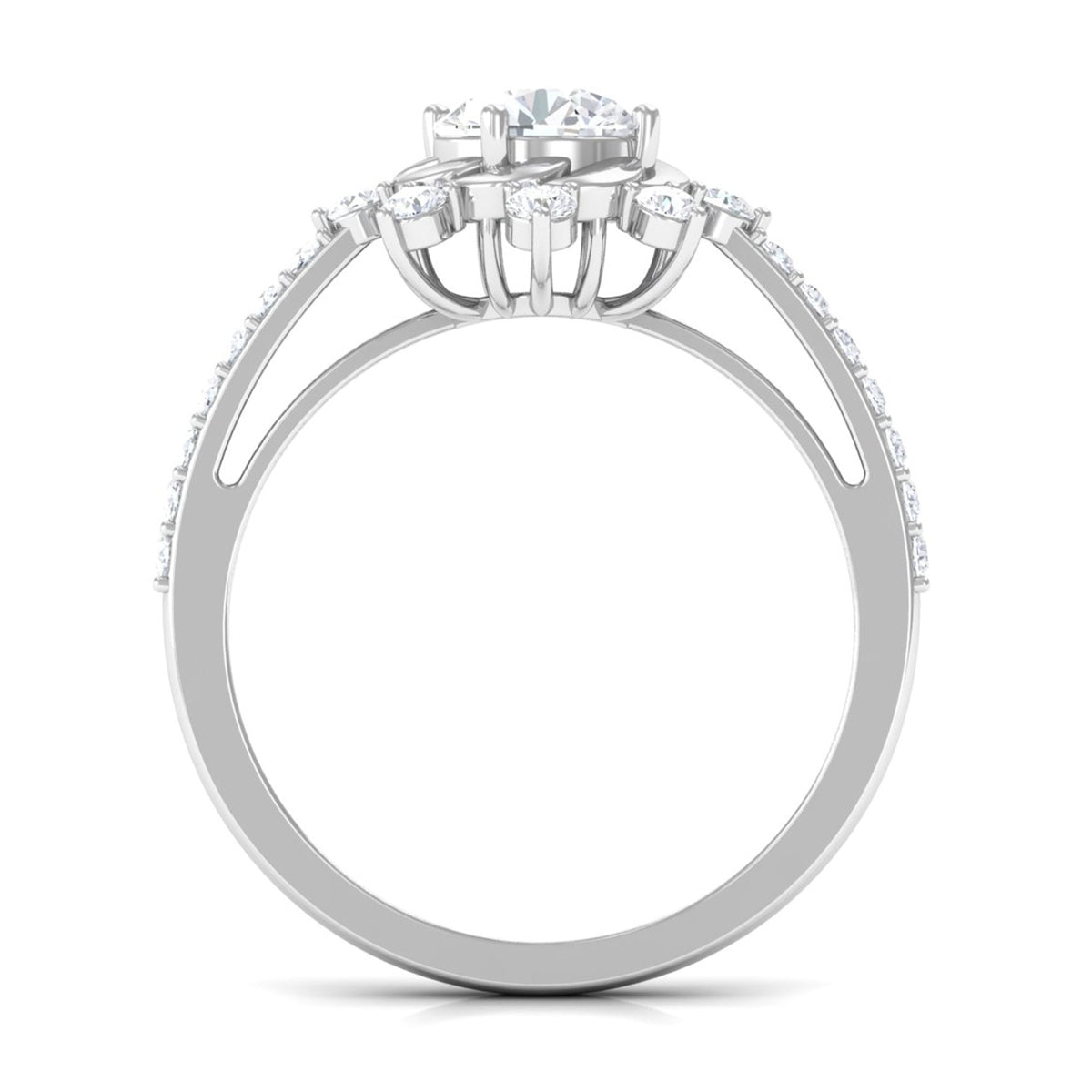 Round cubic zirconia designer engagement ring by Rosec Jewels featuring a sparkling central stone and elegant band design