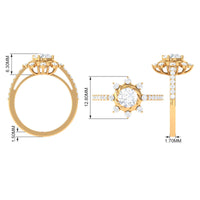 Round cubic zirconia designer engagement ring by Rosec Jewels featuring a sparkling central stone and intricate band details.