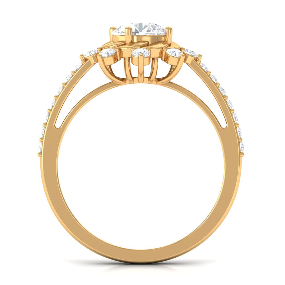 Round cubic zirconia engagement ring by Rosec Jewels featuring a sleek design and sparkling stones, perfect for special occasions.
