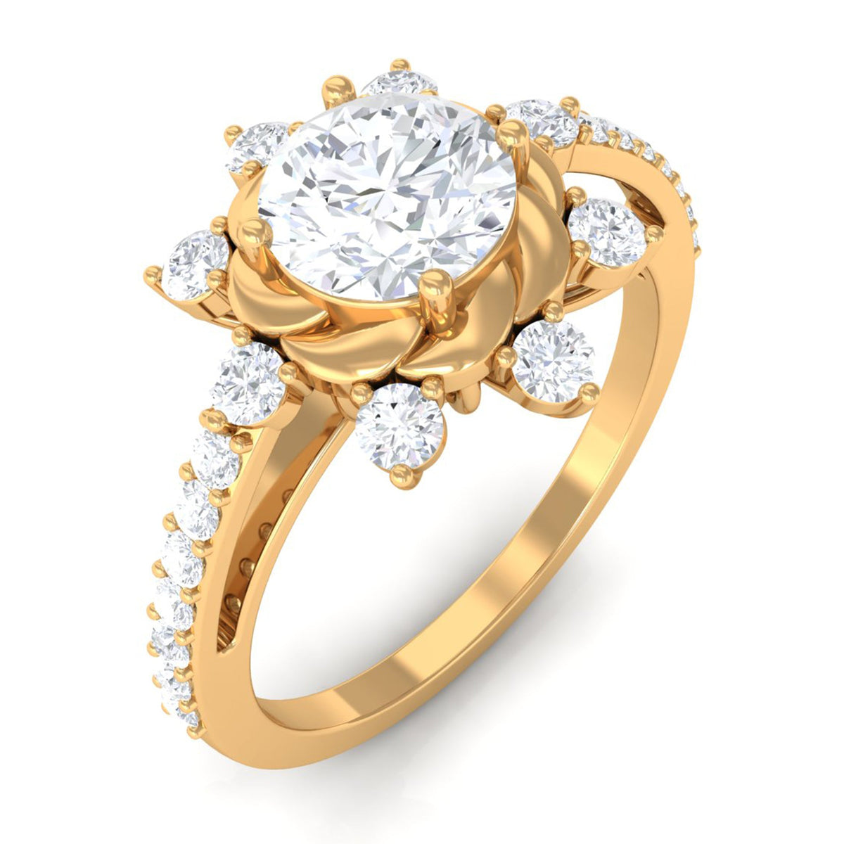 Round cubic zirconia engagement ring by Rosec Jewels featuring a sparkling central stone and elegant band design.