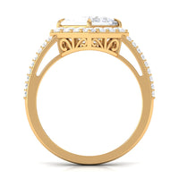 Classic Princess Cut Zircon Engagement Ring with Side Stones