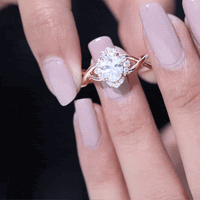 1.2 Carat Oval Cubic Zirconia Flower Engagement Ring in Crossover Shank