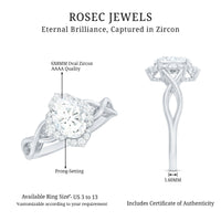 1.2 Carat Oval Cubic Zirconia Flower Engagement Ring in Crossover Shank