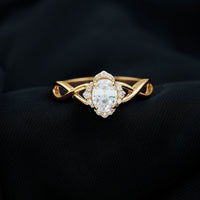 1.2 Carat Oval Cubic Zirconia Flower Engagement Ring in Crossover Shank