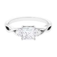 Rosec Jewels 1.25 CT princess cut cubic zirconia crossover engagement ring with sparkling center stone and elegant band design.
