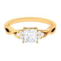 Rosec Jewels 1.25 CT princess cut cubic zirconia crossover engagement ring with elegant band and sparkling center stone.