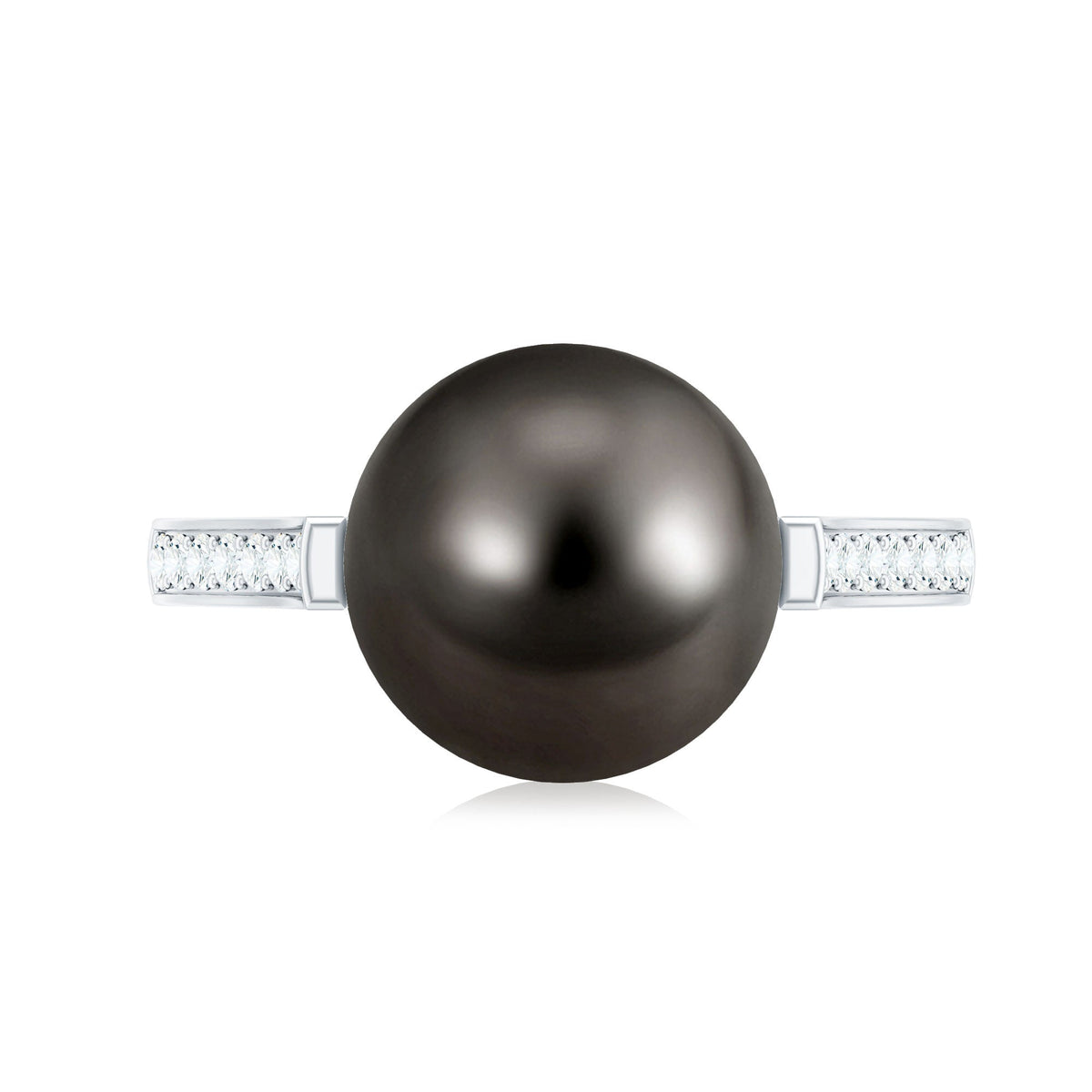 Real Tahitian Pearl Solitaire Engagement Ring with Diamond