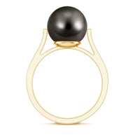 Real Tahitian Pearl Solitaire Engagement Ring with Diamond
