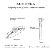 Cultured 2 Carat Freshwater Pearl Solitaire Promise Ring with Diamond