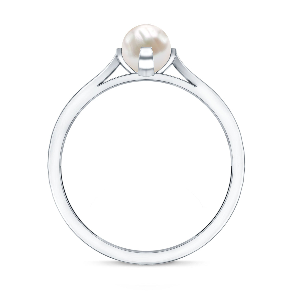 Cultured 2 Carat Freshwater Pearl Solitaire Promise Ring with Diamond