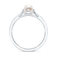 Cultured 2 Carat Freshwater Pearl Solitaire Promise Ring with Diamond