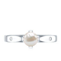 Cultured 2 Carat Freshwater Pearl Solitaire Promise Ring with Diamond