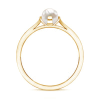 Cultured 2 Carat Freshwater Pearl Solitaire Promise Ring with Diamond