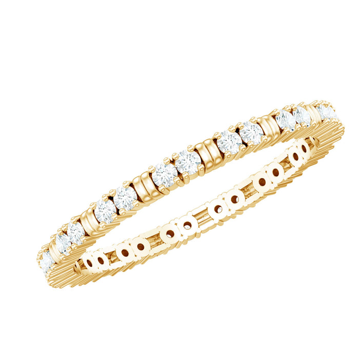 Stackable minimalist eternity ring with moissanite stones from Rosec Jewels, showcasing a sleek, elegant design perfect for everyday wear.