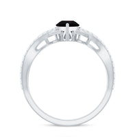 Designer Black Opal Teardrop Crossover Ring with Diamond