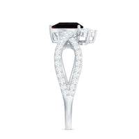 Designer Black Opal Teardrop Crossover Ring with Diamond