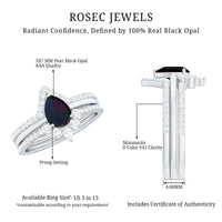 Natural Black Opal Bridal Ring Set With Moissanite