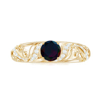 Natural Black Opal Vintage Inspired Engagement Ring