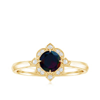 Vintage Inspired Black Opal and Diamond Engagement Ring