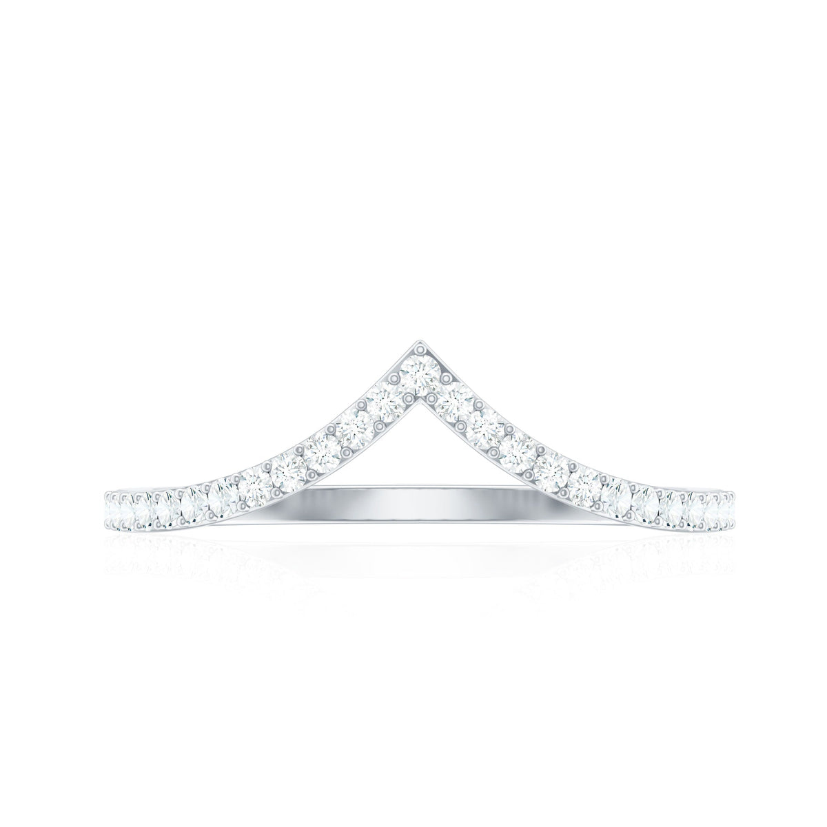 Moissanite Chevron Wedding Ring with Certificate
