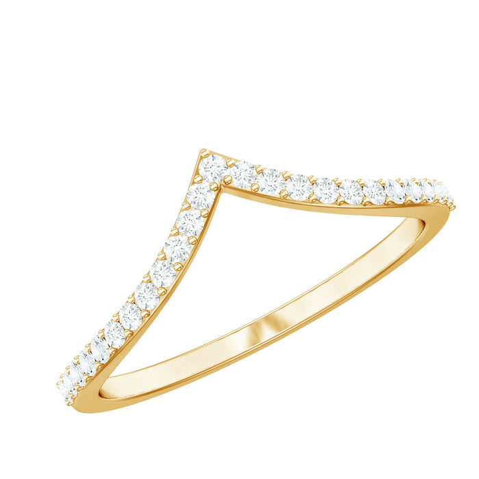Rosec Jewels Moissanite Chevron wedding ring with certificate, featuring sparkling moissanite stones in a stylish chevron design.